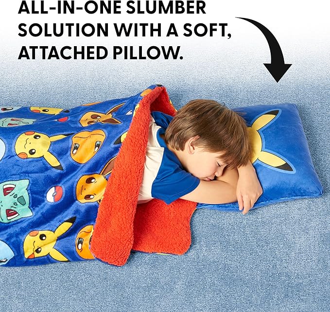 Silk Touch Sherpa Slumber Bag for Boys and Girls, Sleeping Bag with Zipper, 27 x 56 inches