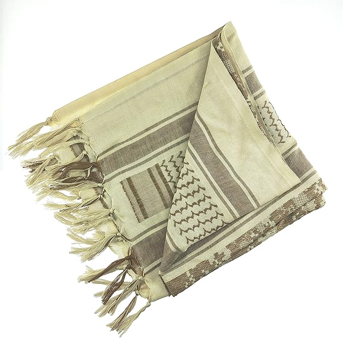 Luxns Military Shemagh Tactical Desert Scarf / 100% Cotton Keffiyeh Scarf Wrap for Men And Women