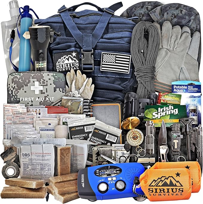 Sirius: Pre-Packed Bug Out Bag - 72 Hour Kit for 2 People - Bugout Backpack Survival Kit - Premium 50L Go Bag Tactical Backpack - Essential Bug Out Gear - Upgraded Survival Backpack