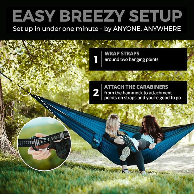 Bear Butt Kodiak Hammock Straps for Trees - 20 Feet Long, 40 Combined Loops - Holds 1000 Pounds - Camping Accessories With Carabiner
