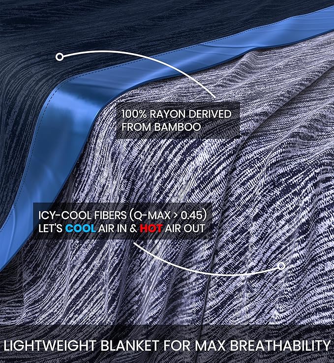 Everlasting Comfort Cooling Blanket for Hot Sleepers - Soft, Lightweight & Breathable Throw Blanket with Easy to Clean Material - Luxury Throws for Hot Flashes & Night Sweats (60"x80")