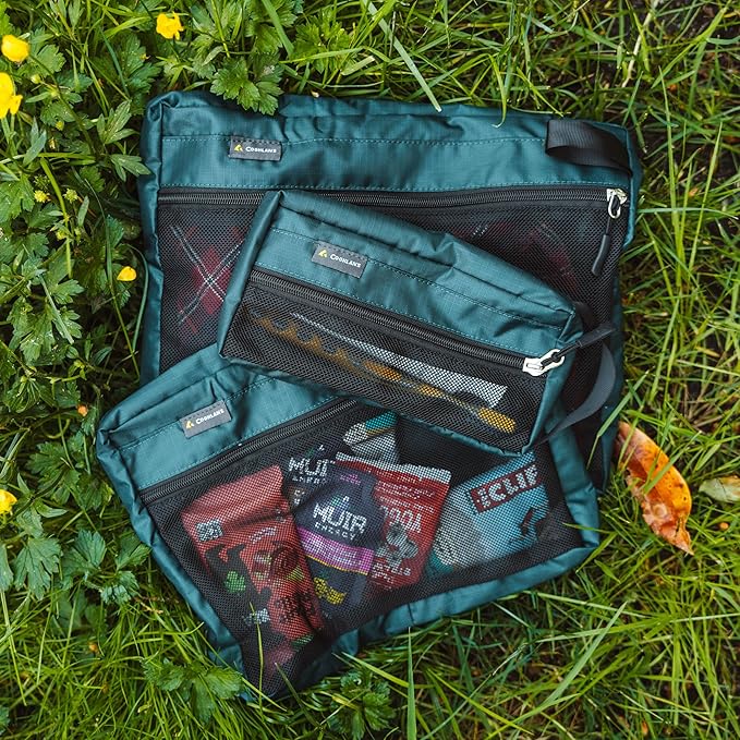 Coghlan's Organizer Bags Set - 3 Sizes (7.5"x3.5", 10"x8", 12"x10") - Lightweight Oxford Ripstop with Mesh Front, Zippered Access - Ideal for Camping Gear, Travel Essentials, and Storage Solutions